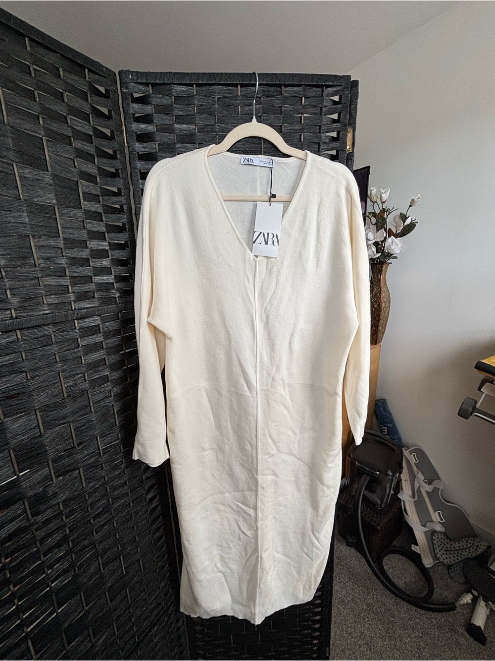 ZARA Off-White Longline Knit Dress